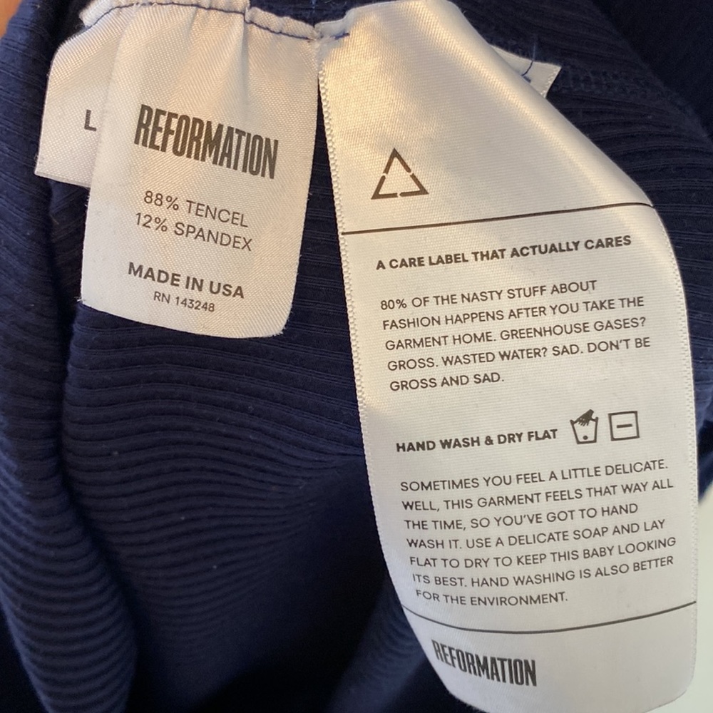 Reformation Cali Navy Ribbed Turtleneck Sleeveless Mini Dress - Picture 6 of 10